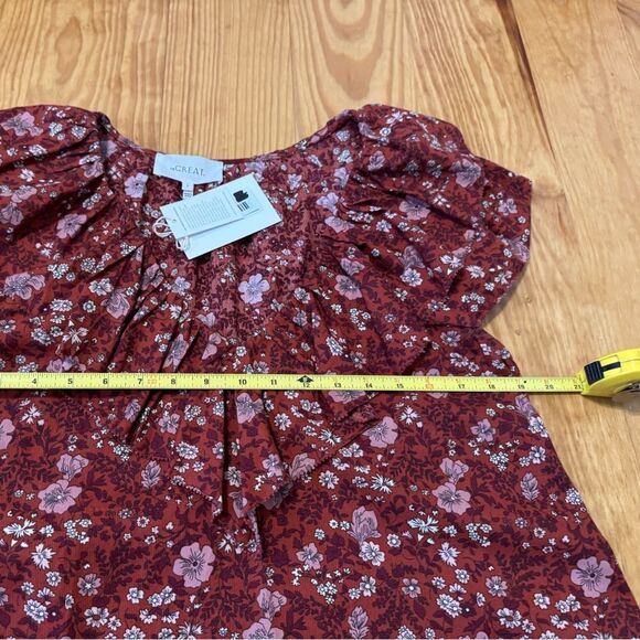 NWT The Great. The Topiary Top Spice Mesa Floral Ruffle Blouse Women’s SZ 3 LRG - Picture 10 of 13